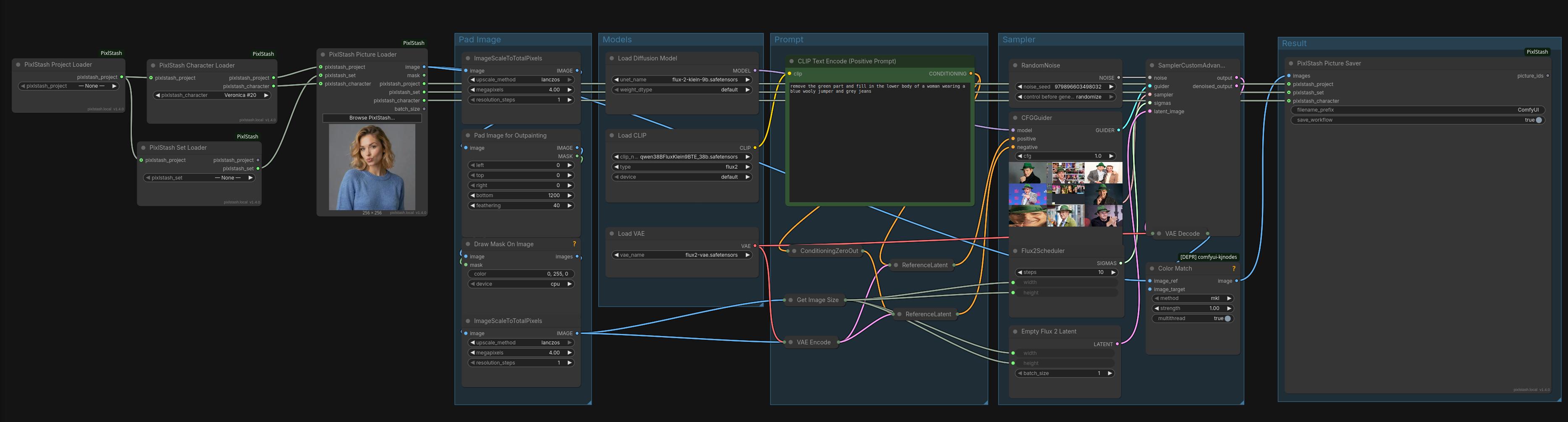 Outpainting a loaded vault image beyond its original frame in ComfyUI