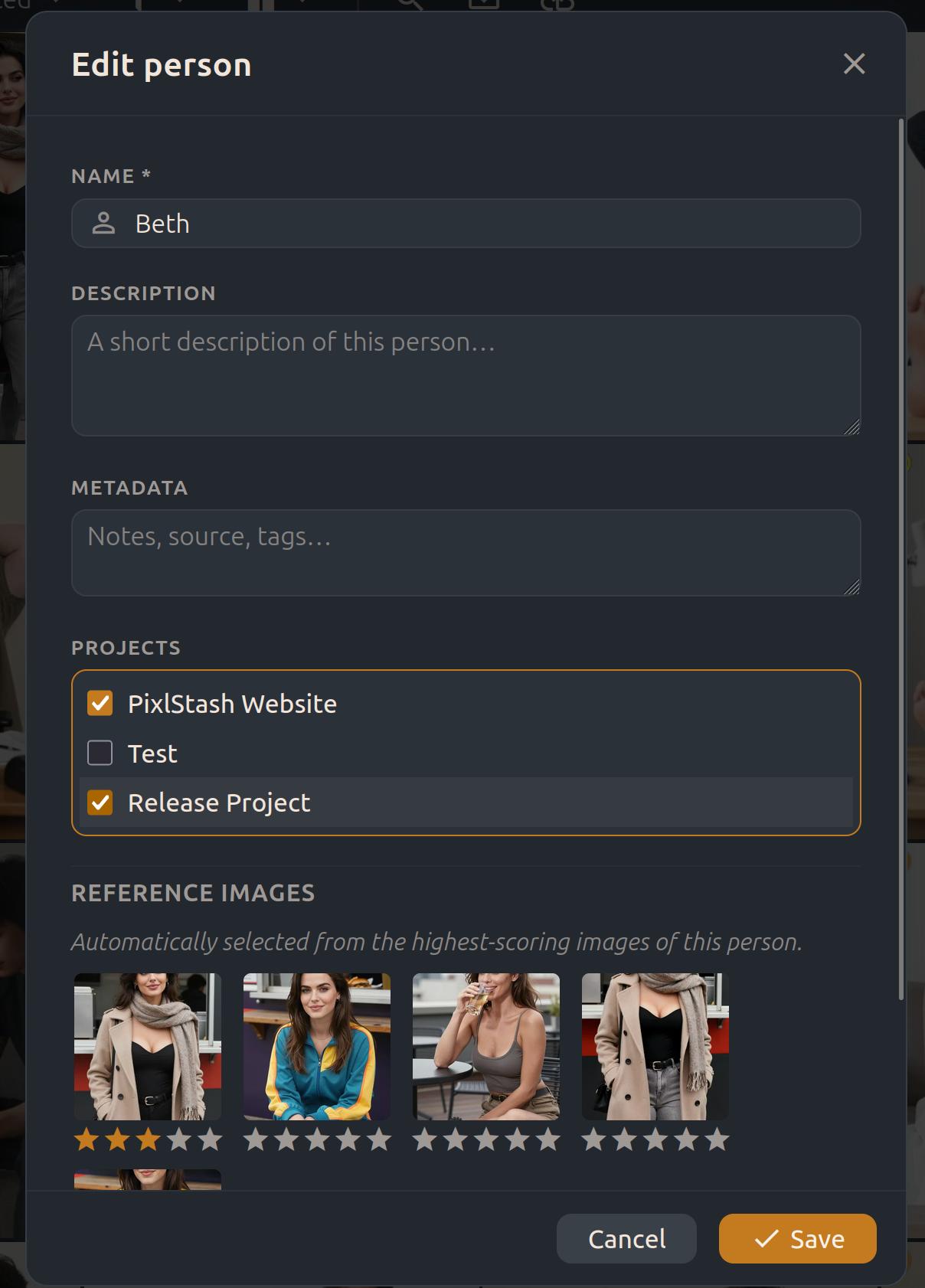 One PixlStash character assigned to more than one project