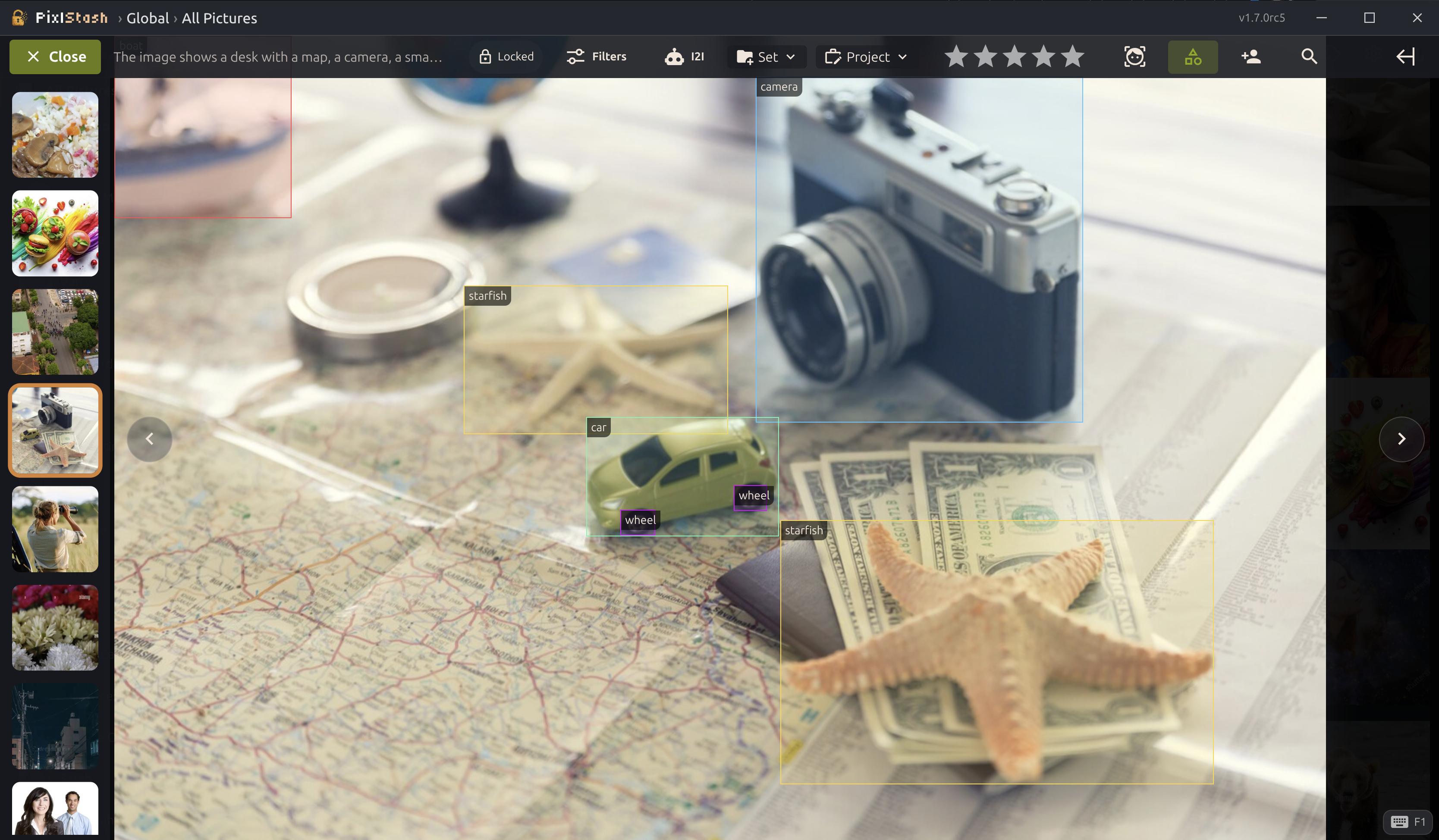 PixlStash object detection drawing labelled bounding boxes in a picture