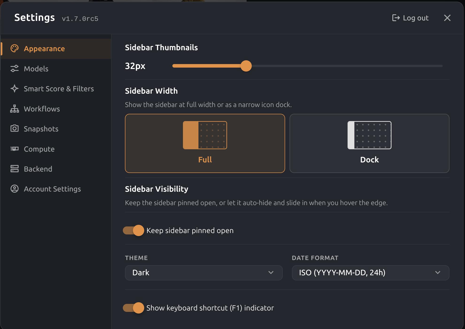 The refreshed PixlStash settings dialog in the new visual design