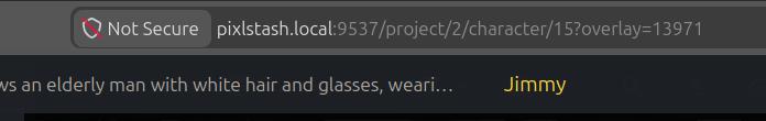 Browser URL bar showing a persistent PixlStash view URL