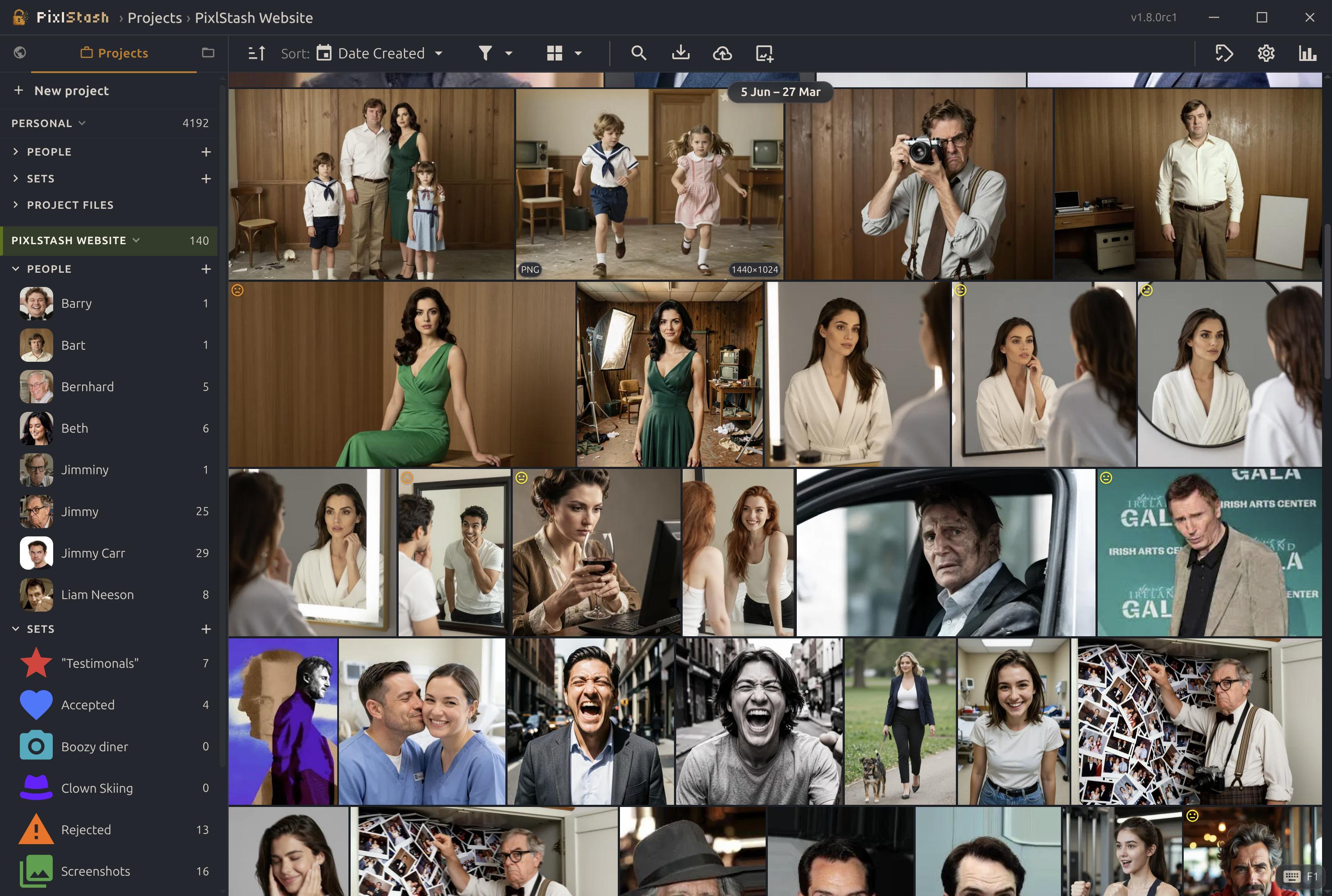 PixlStash 1.8: the justified grid layout